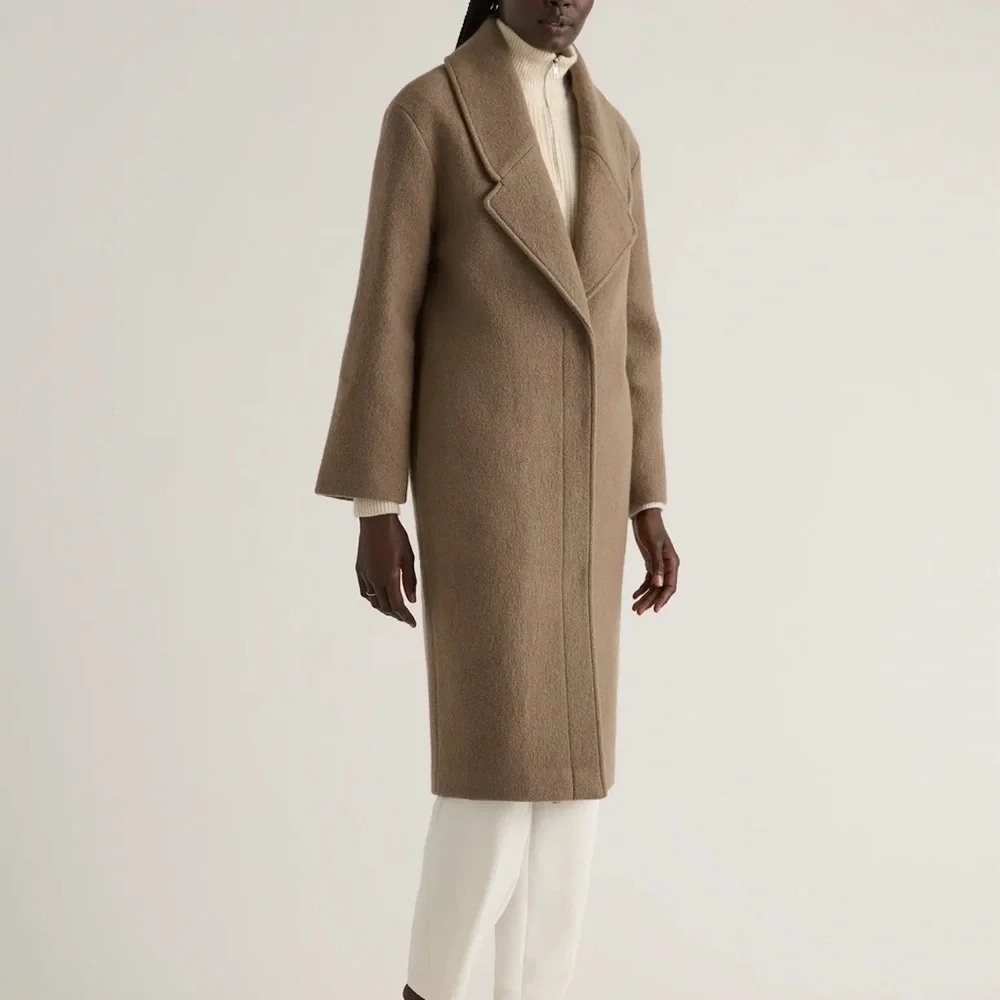 Quince 100% Merino Wool Shawl Collar Long Coat XS NWOT Heather Elm - Picture 9 of 14